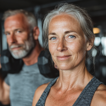 Професійний тренер працює з літньою людиною